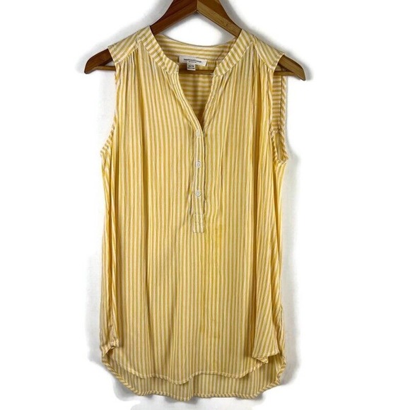 beachlunchlounge Tops - Beach Lunch Lounge Shirt Womens XS Yellow White Stripe Blouse Top
